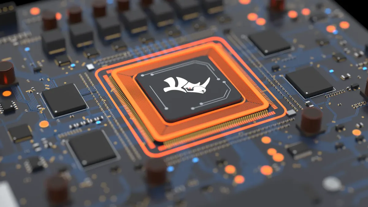 Grafikchip mit Rhino-Logo als Symbol für Direct3D in Rhino 9