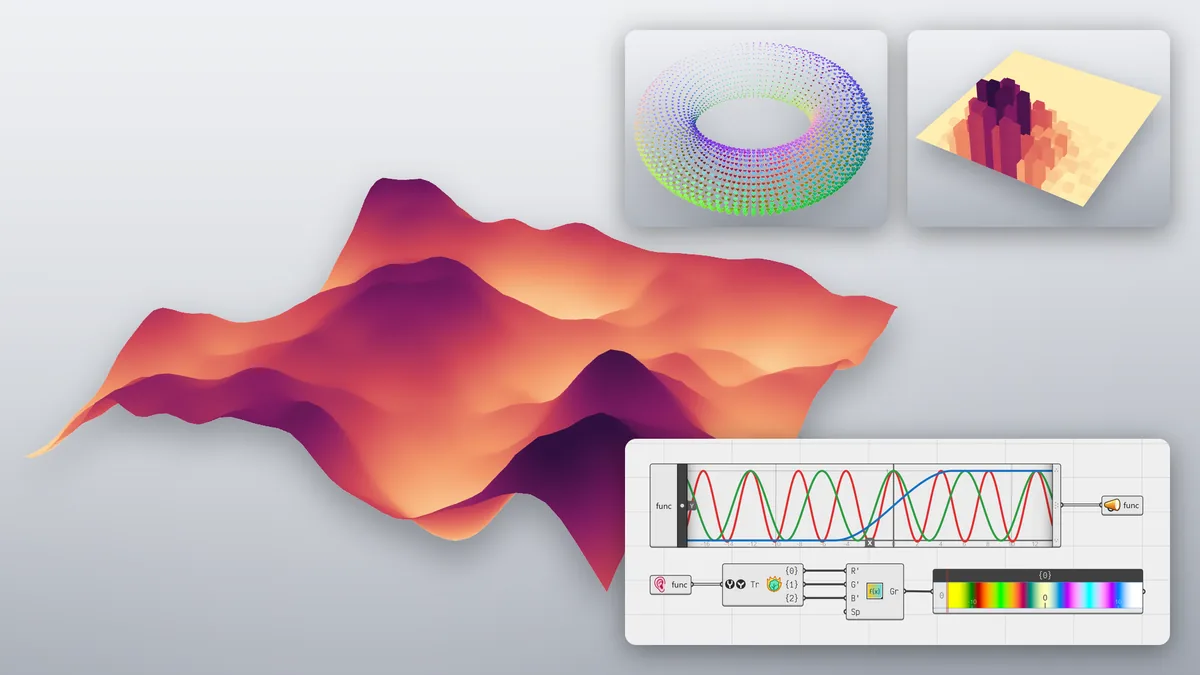 Grasshopper 2 mit Gelände, Punkt-Torus und Diagramm